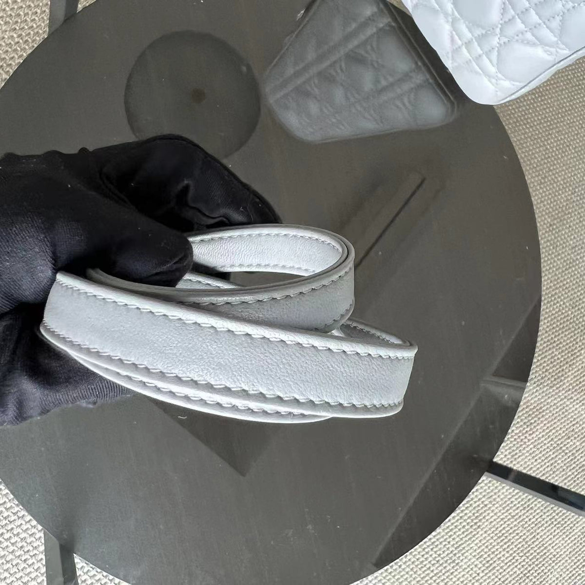 Lady Medium Cannage Lambskin Light Grey Gray SHW
