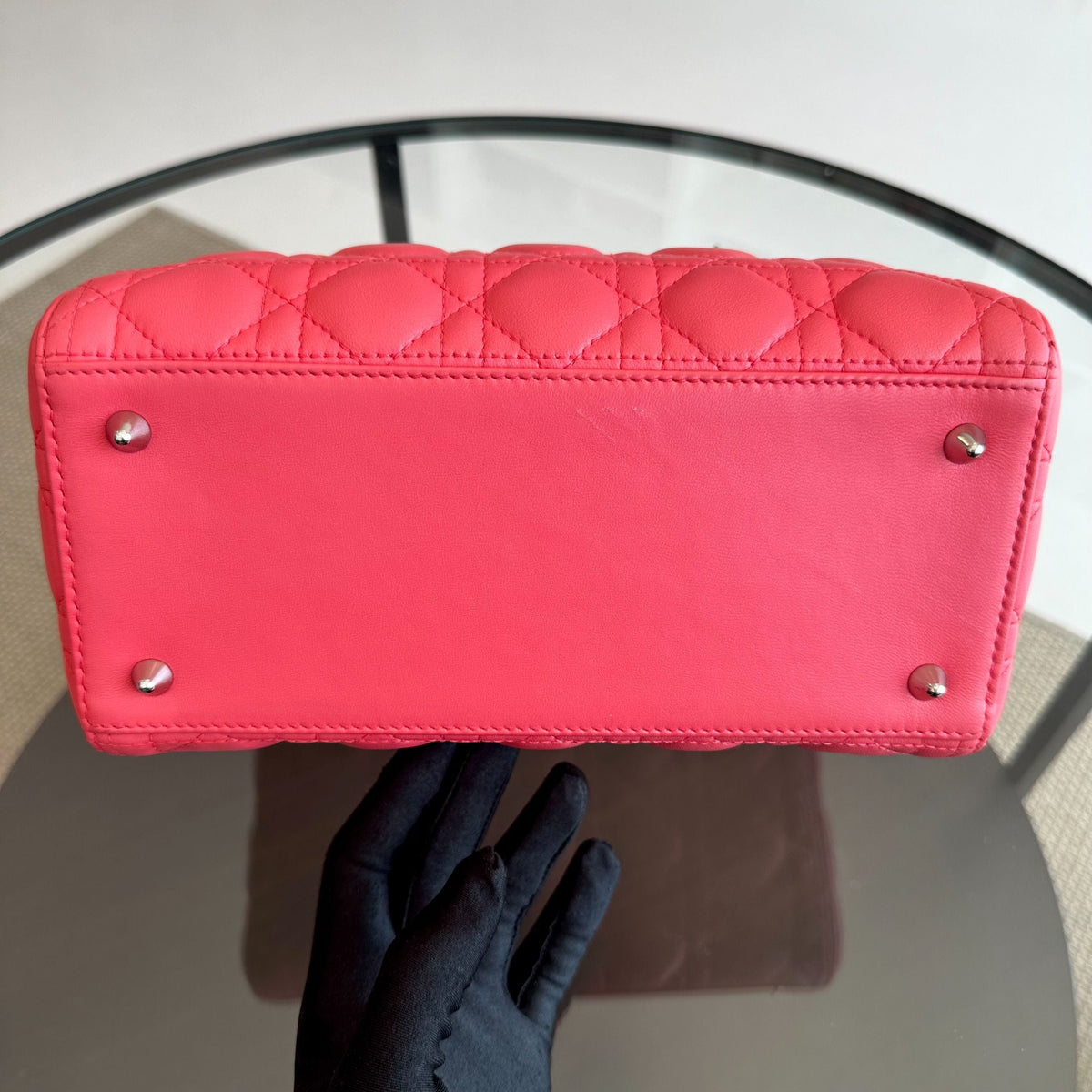 Lady Medium Cannage Lambskin Pink Coral SHW