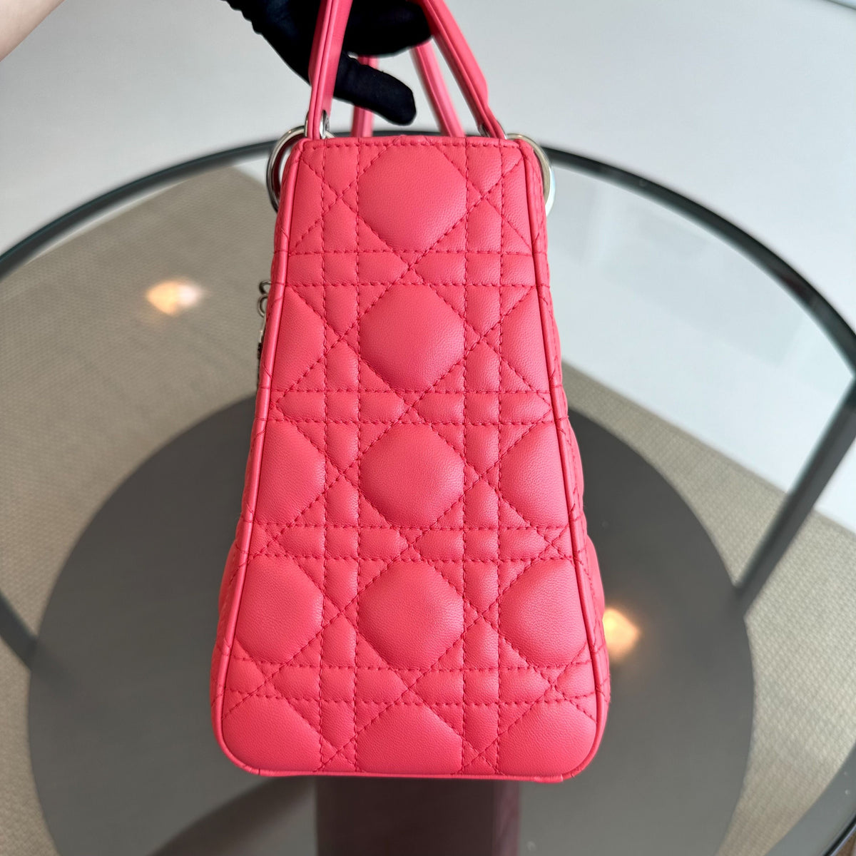 Lady Medium Cannage Lambskin Pink Coral SHW
