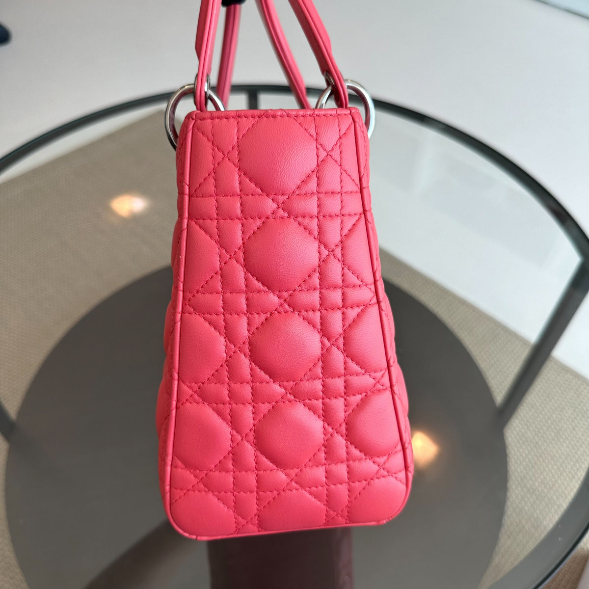 Lady Medium Cannage Lambskin Pink Coral SHW