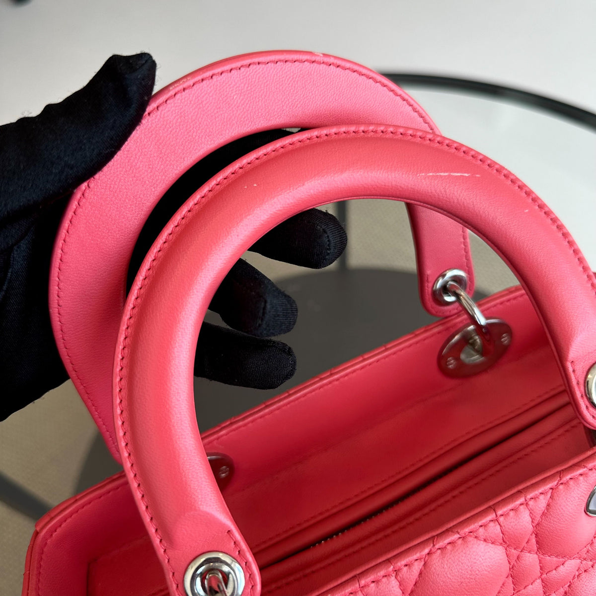 Lady Medium Cannage Lambskin Pink Coral SHW