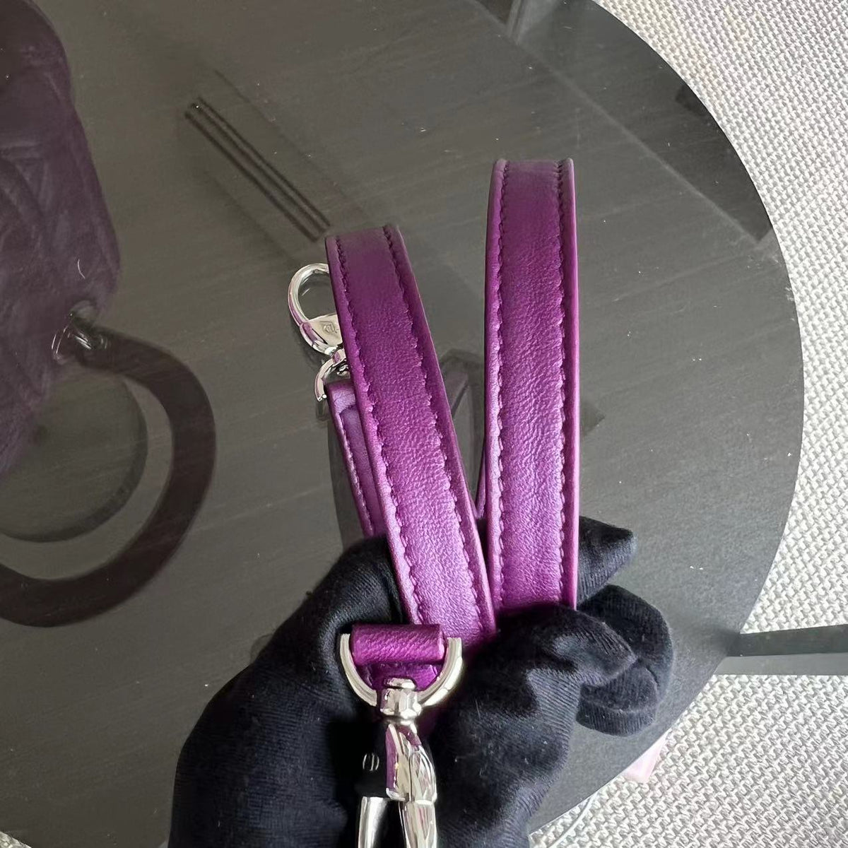 Lady Medium Cannage Lambskin Purple SHW