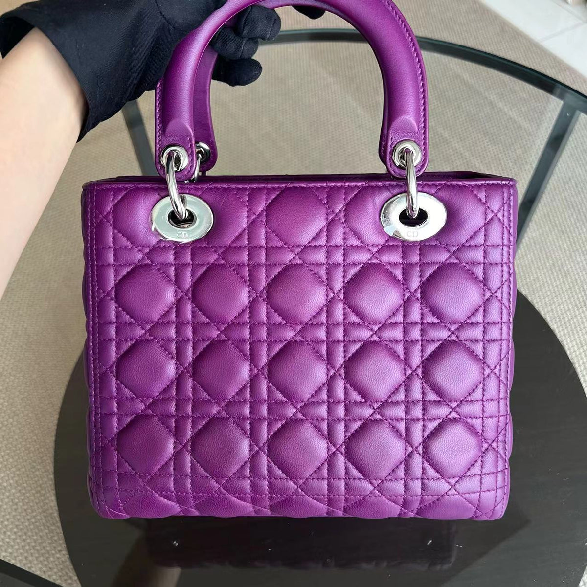 Lady Medium Cannage Lambskin Purple SHW