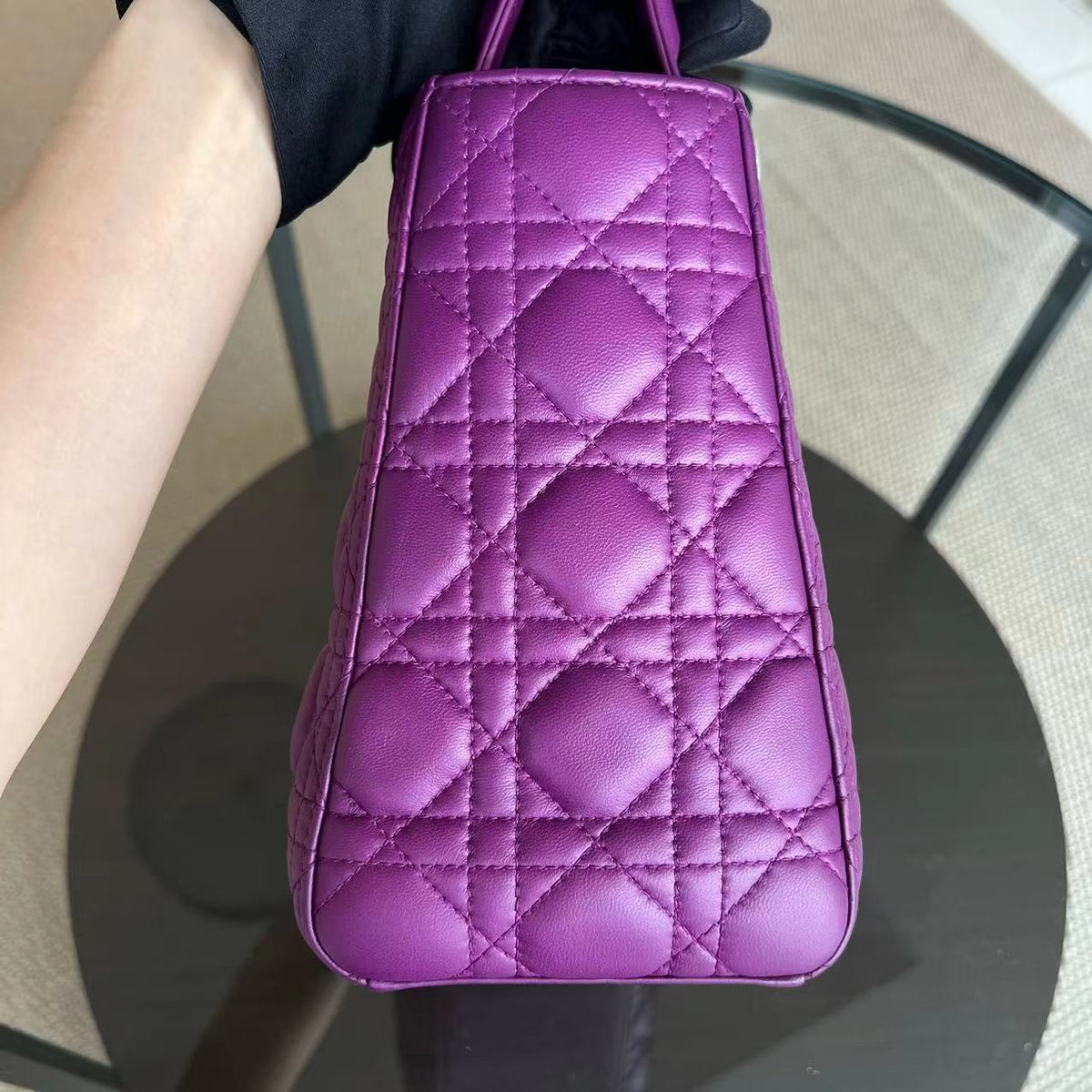 Lady Medium Cannage Lambskin Purple SHW