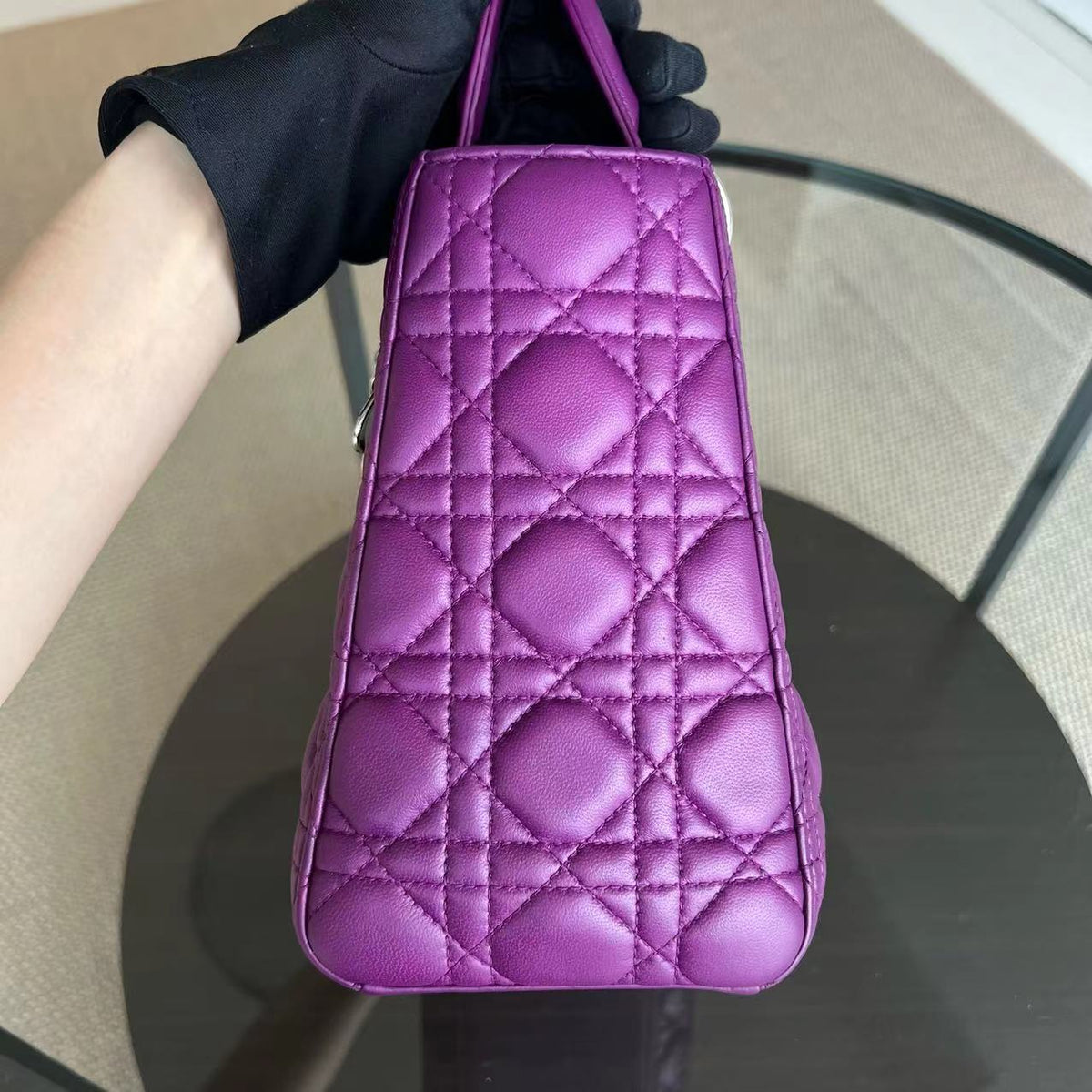 Lady Medium Cannage Lambskin Purple SHW