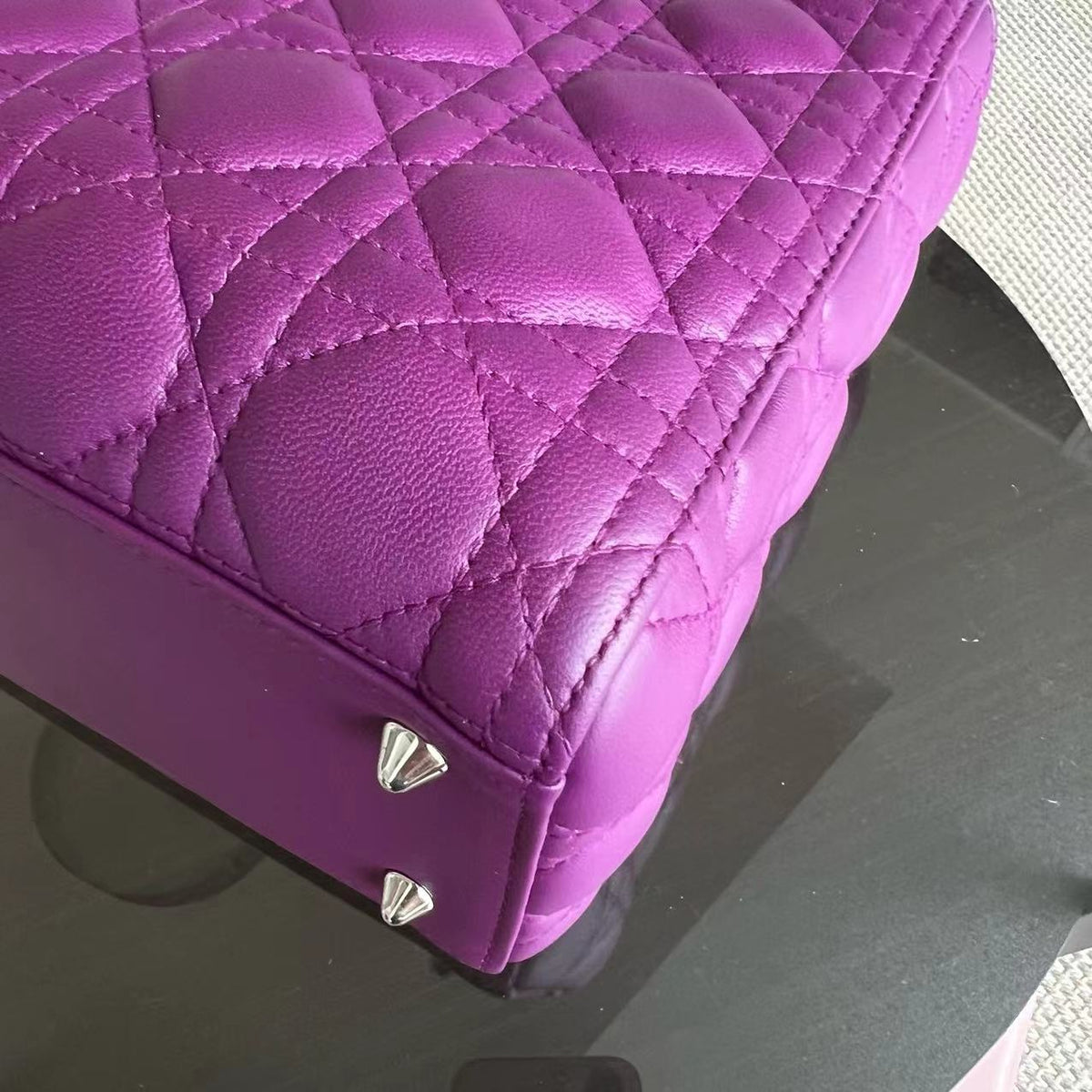 Lady Medium Cannage Lambskin Purple SHW