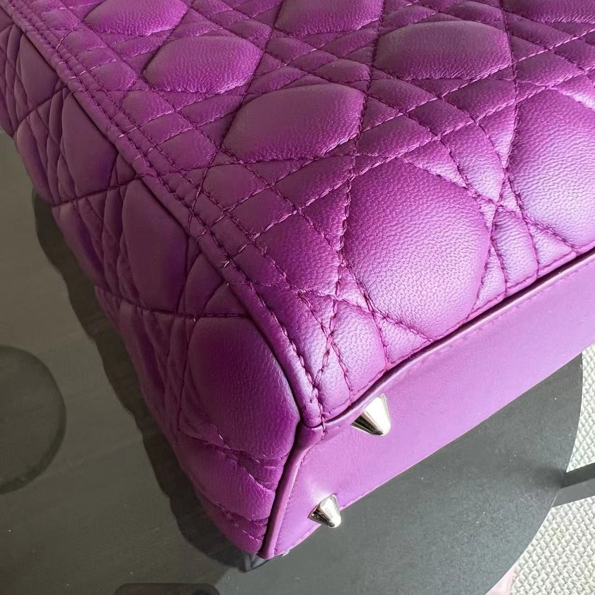 Lady Medium Cannage Lambskin Purple SHW