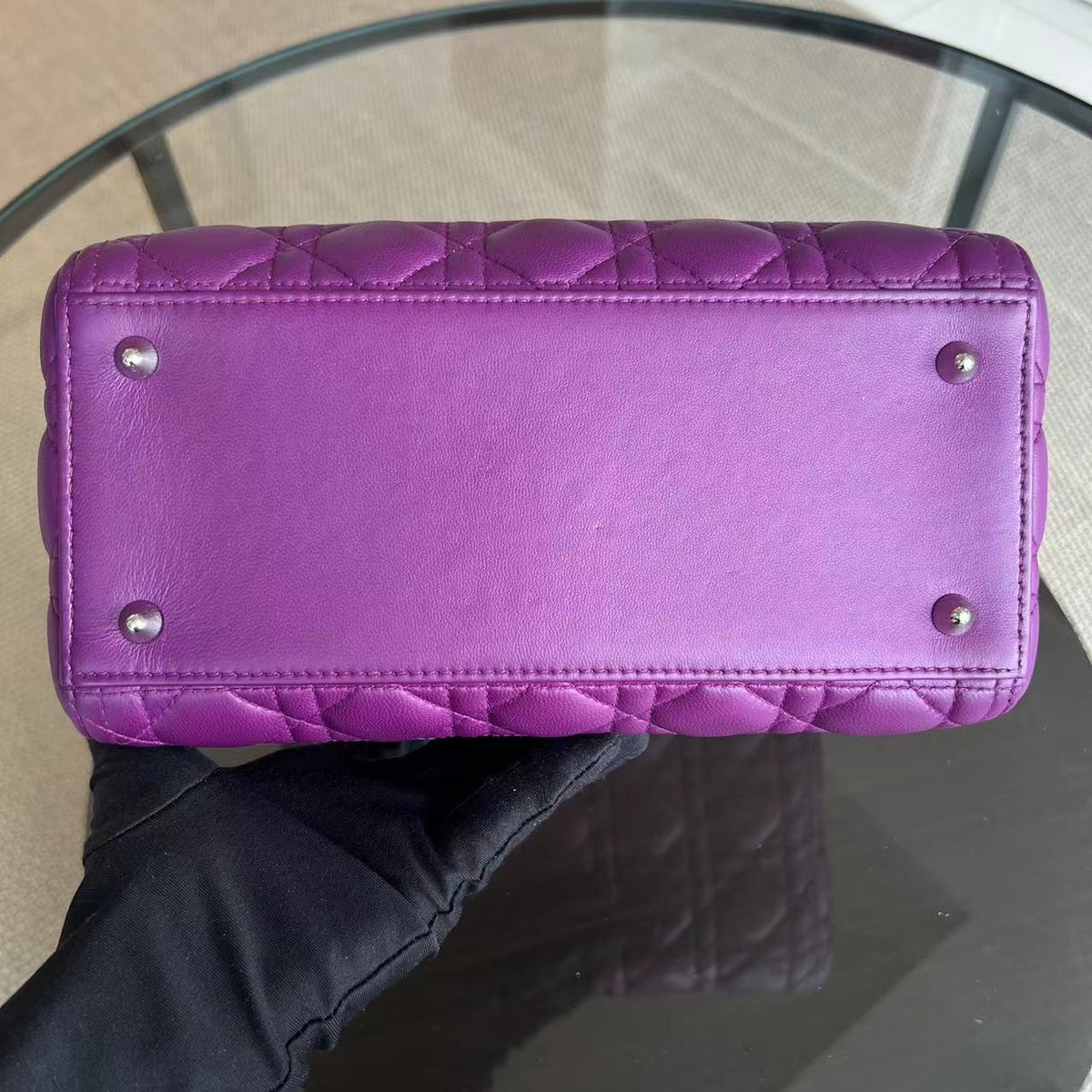 Lady Medium Cannage Lambskin Purple SHW