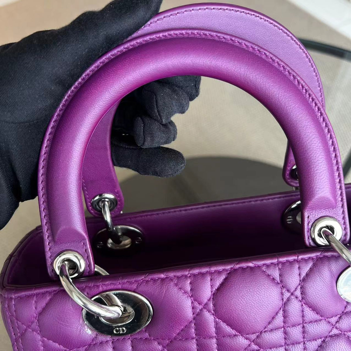 Lady Medium Cannage Lambskin Purple SHW