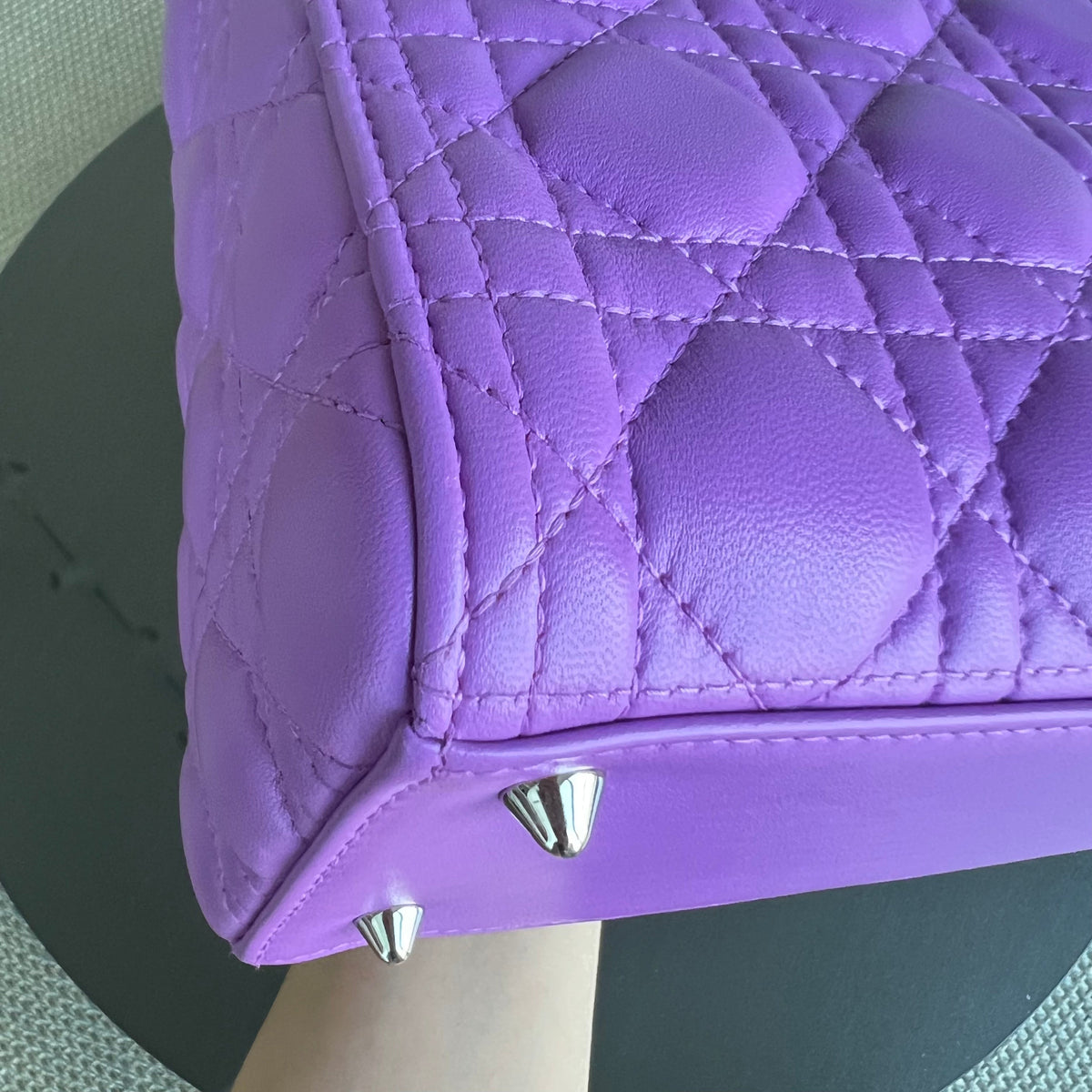 Lady Medium Cannage Lambskin Purple Violet Silver Hardware Silver Hardware