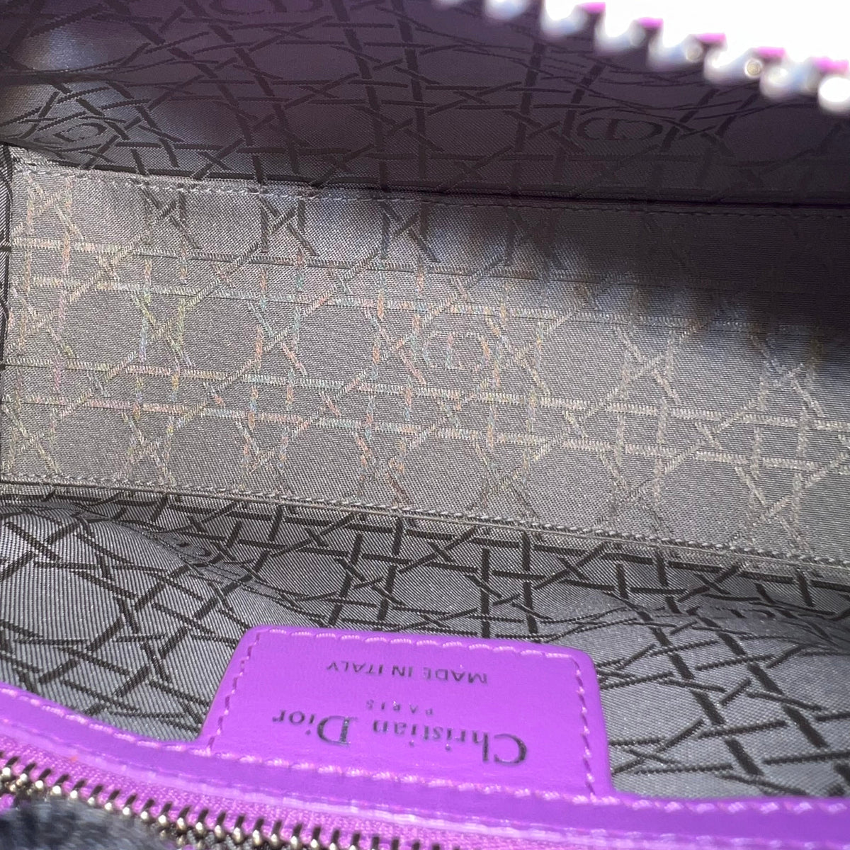Lady Medium Cannage Lambskin Purple Violet Silver Hardware Silver Hardware