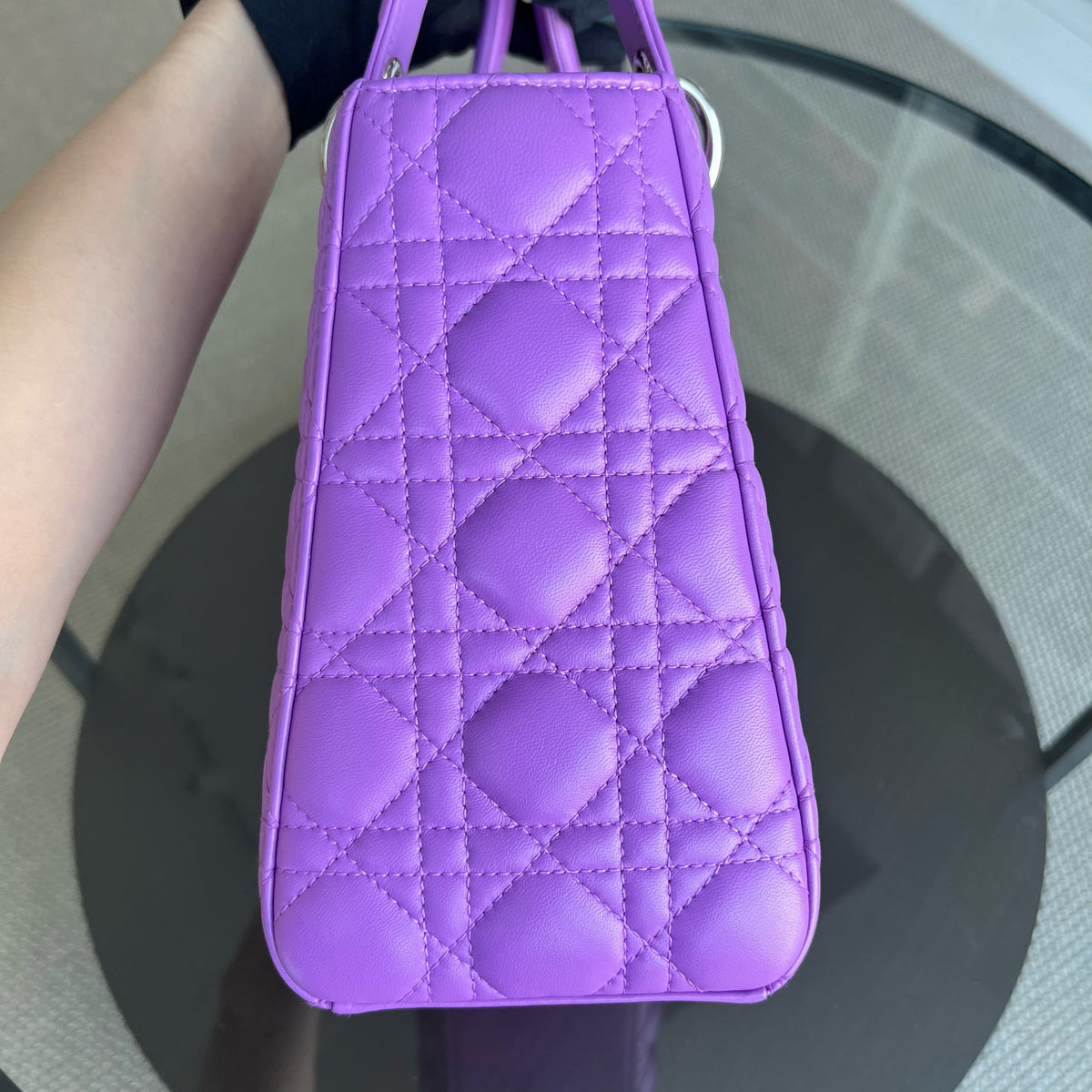 Lady Medium Cannage Lambskin Purple Violet Silver Hardware Silver Hardware