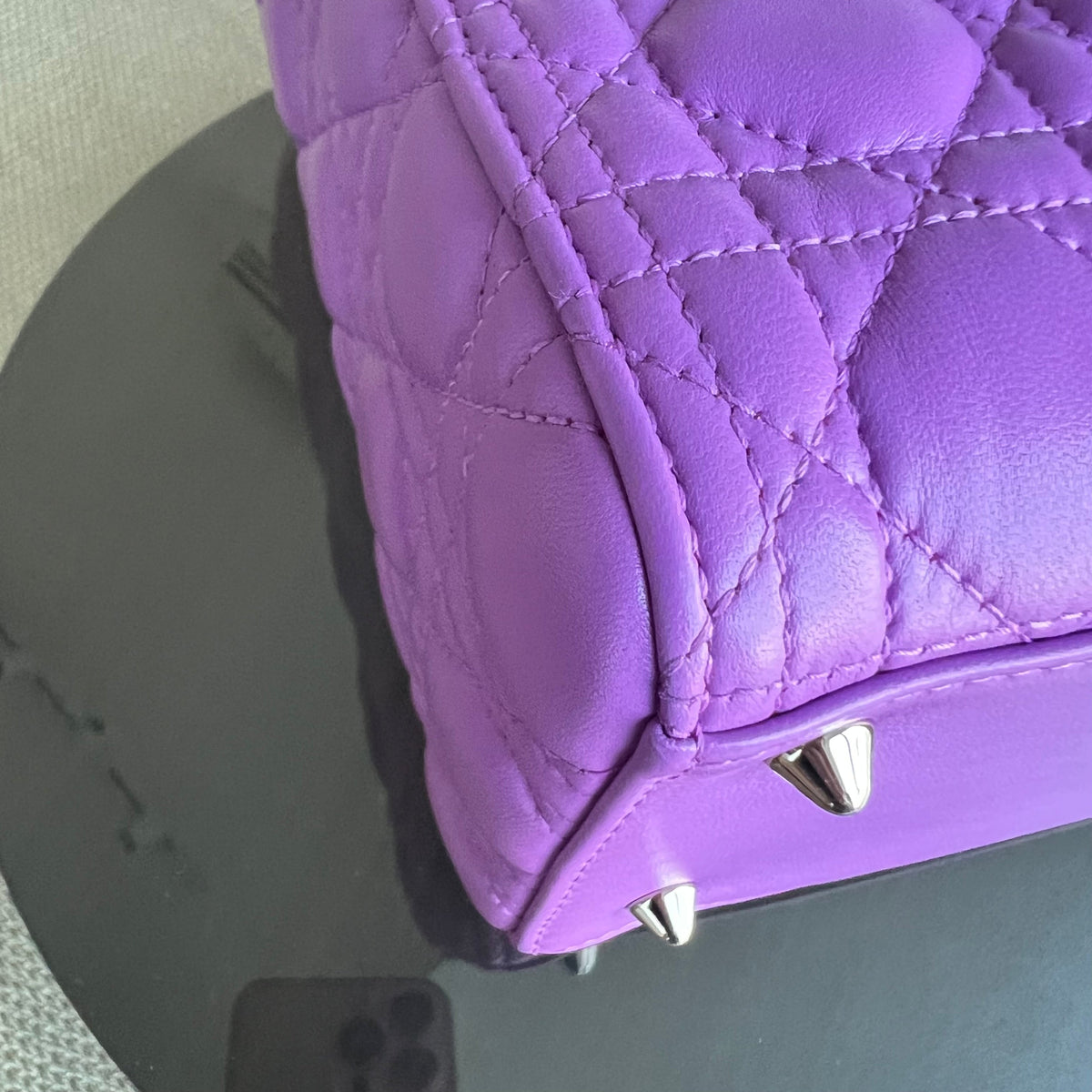 Lady Medium Cannage Lambskin Purple Violet Silver Hardware Silver Hardware
