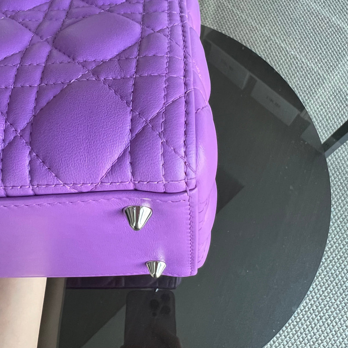 Lady Medium Cannage Lambskin Purple Violet Silver Hardware Silver Hardware