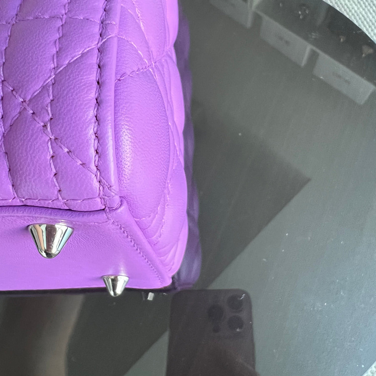 Lady Medium Cannage Lambskin Purple Violet Silver Hardware Silver Hardware
