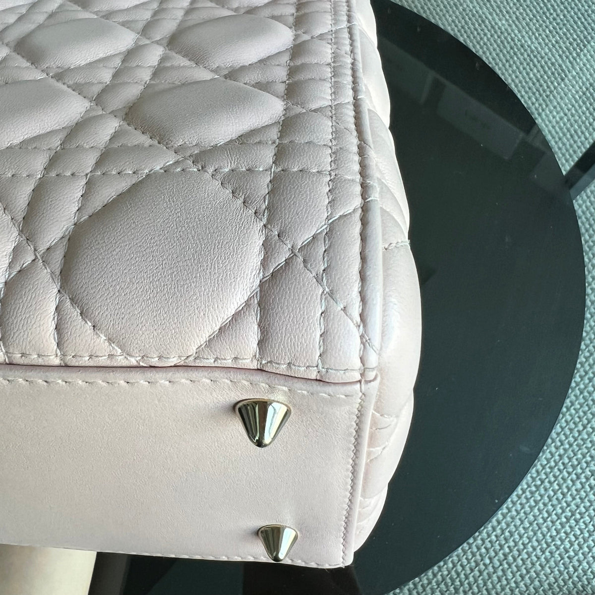 Lady Medium Cannage Lambskin Sakura Pink Golden Hardware