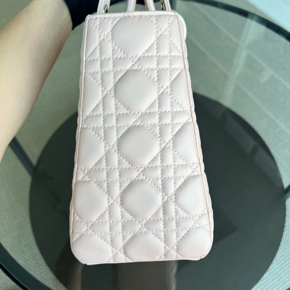 Lady Medium Cannage Lambskin Sakura Pink Golden Hardware