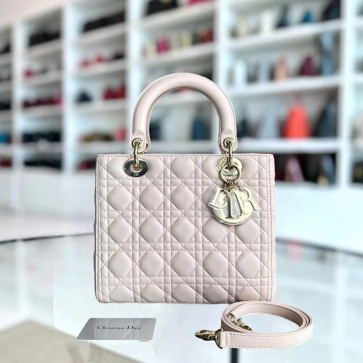 Lady Medium Cannage Lambskin Sakura Pink LGHW