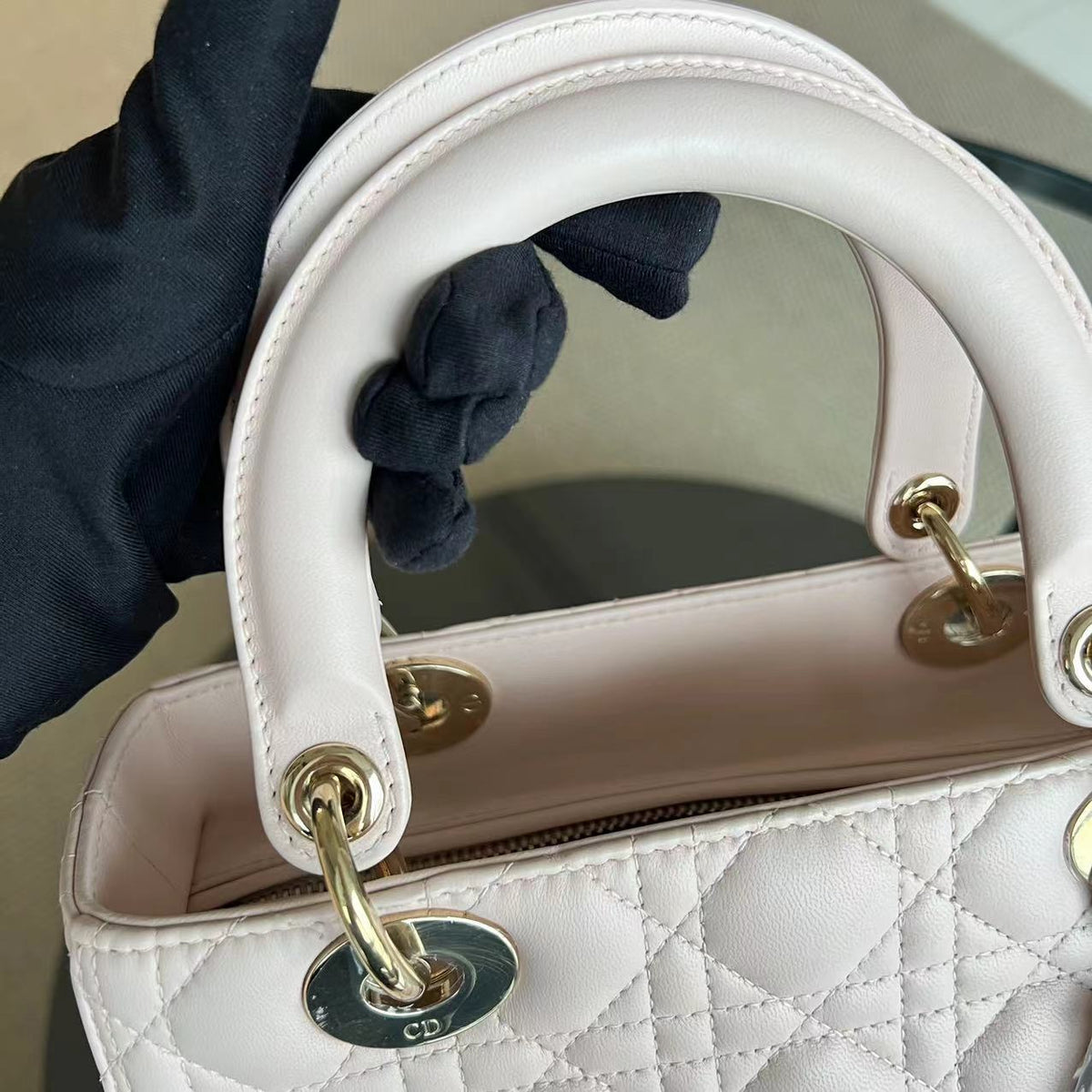 Lady Medium Cannage Lambskin Sakura Pink LGHW