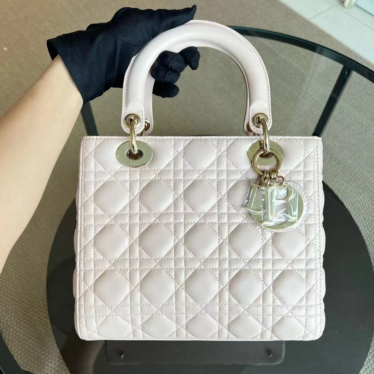 Lady Medium Cannage Lambskin Sakura Pink LGHW
