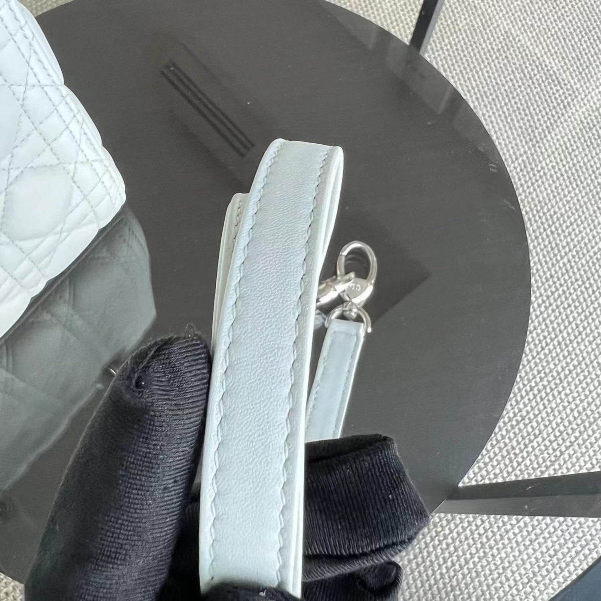 Lady Medium Cannage Lambskin White Silver Hardware