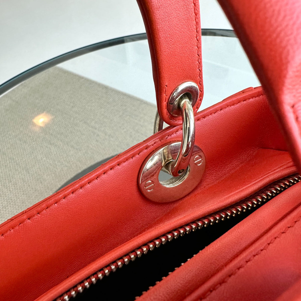 Lady Medium Lambskin Cannage Orange GHW