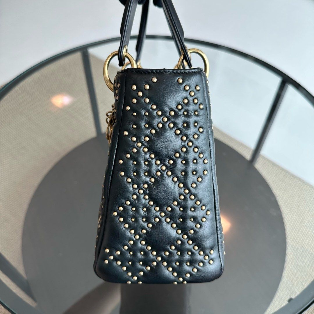 Lady Medium Studded Soft Lambskin Black GHW