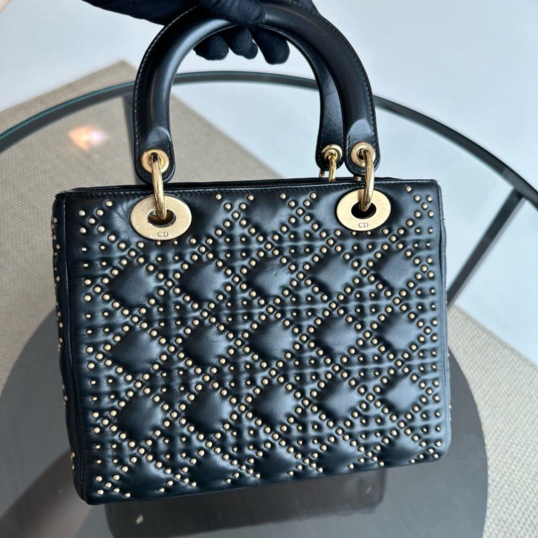 Lady Medium Studded Soft Lambskin Black GHW