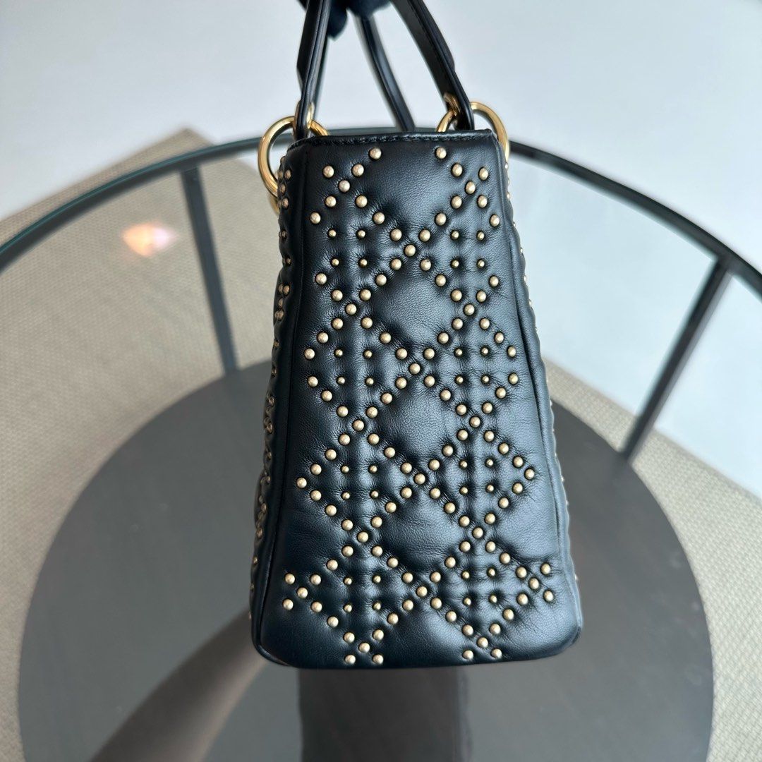 Lady Medium Studded Soft Lambskin Black GHW