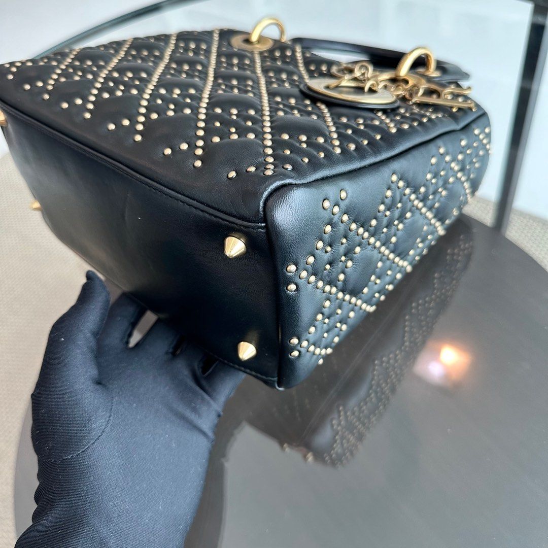Lady Medium Studded Soft Lambskin Black GHW