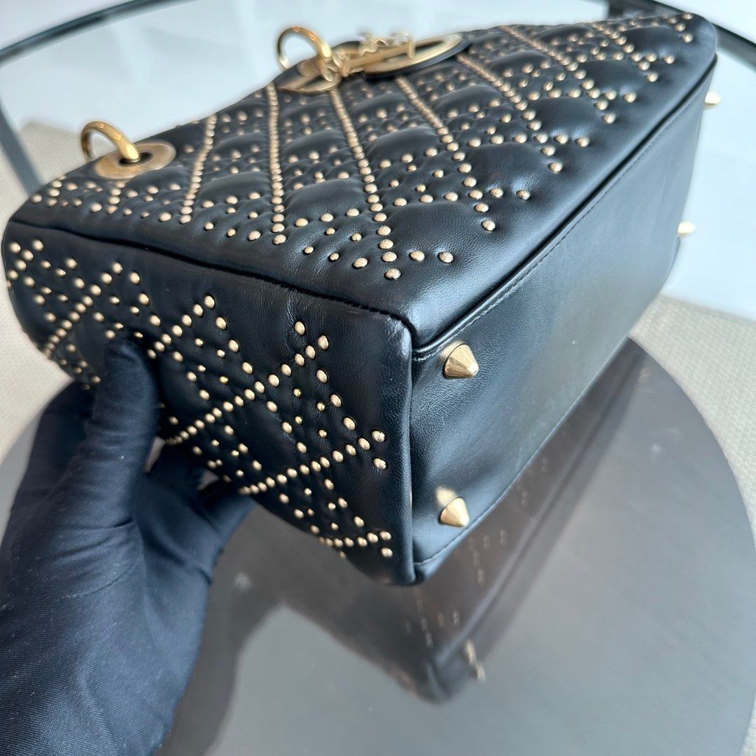 Lady Medium Studded Soft Lambskin Black GHW