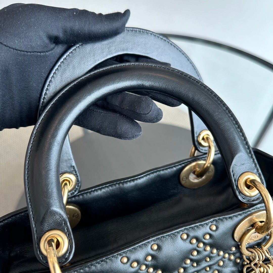 Lady Medium Studded Soft Lambskin Black GHW