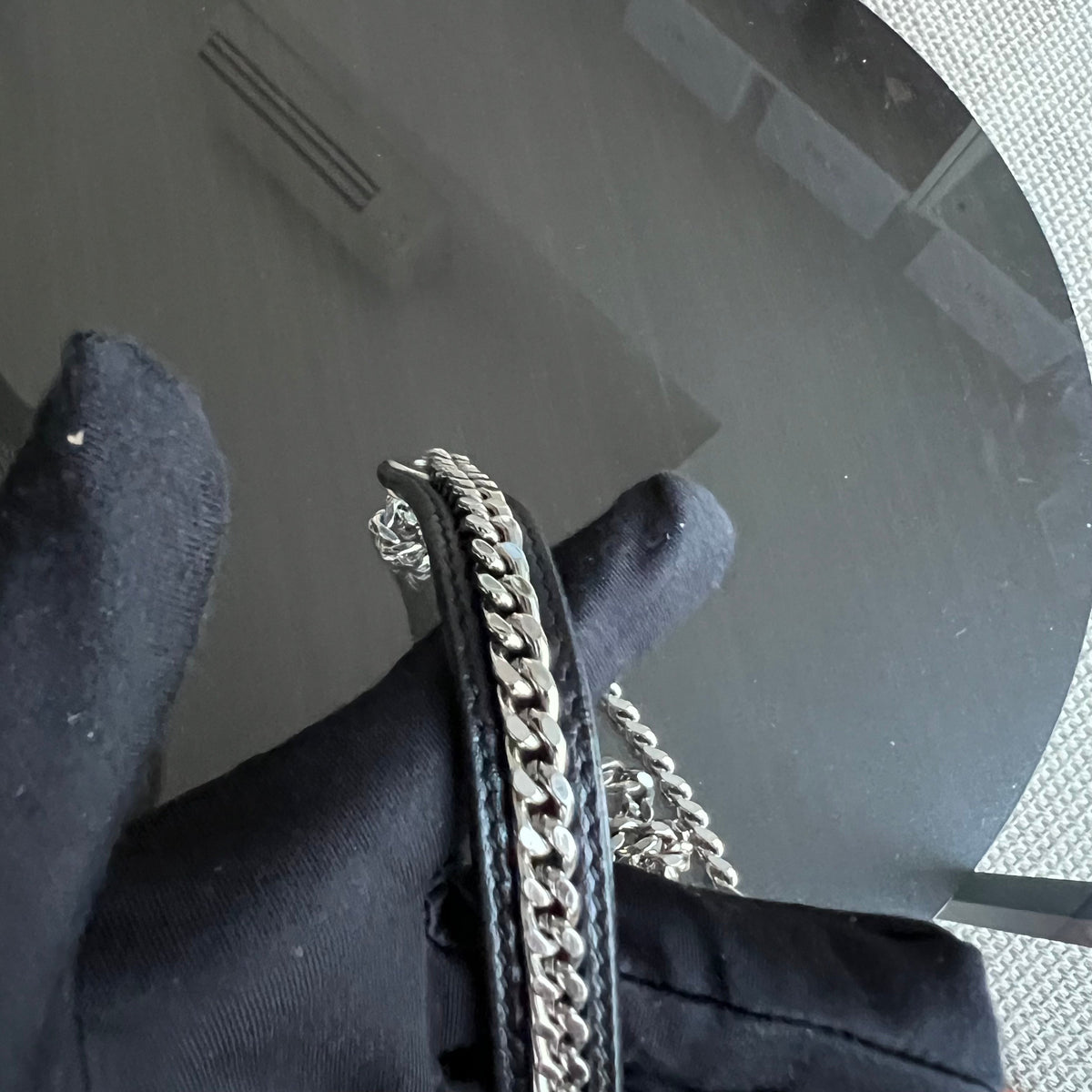 Lady Mini Cannage Lambskin Black Silver Hardware Chain Version