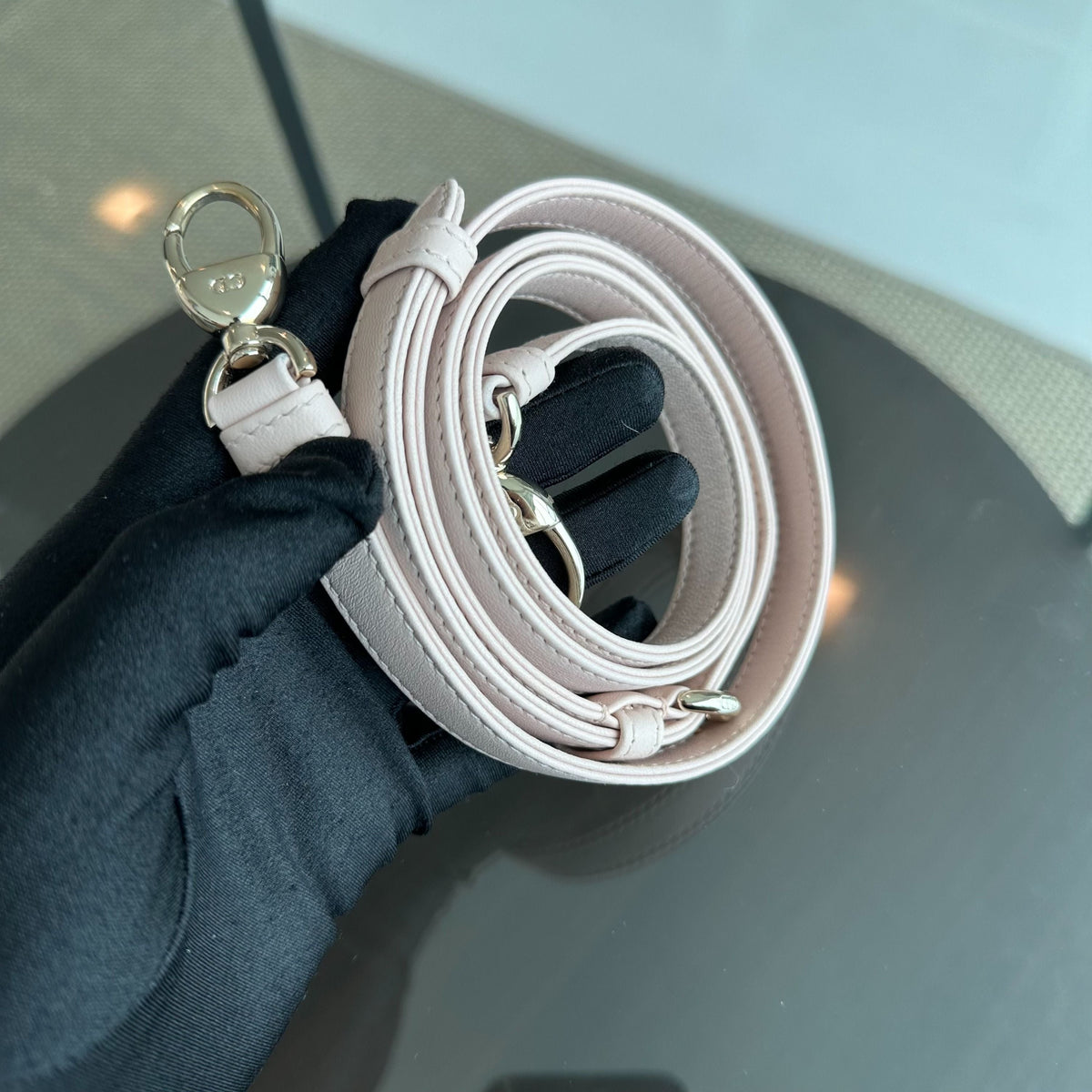 Lady Mini Lambskin Cannage Light Pink GHW