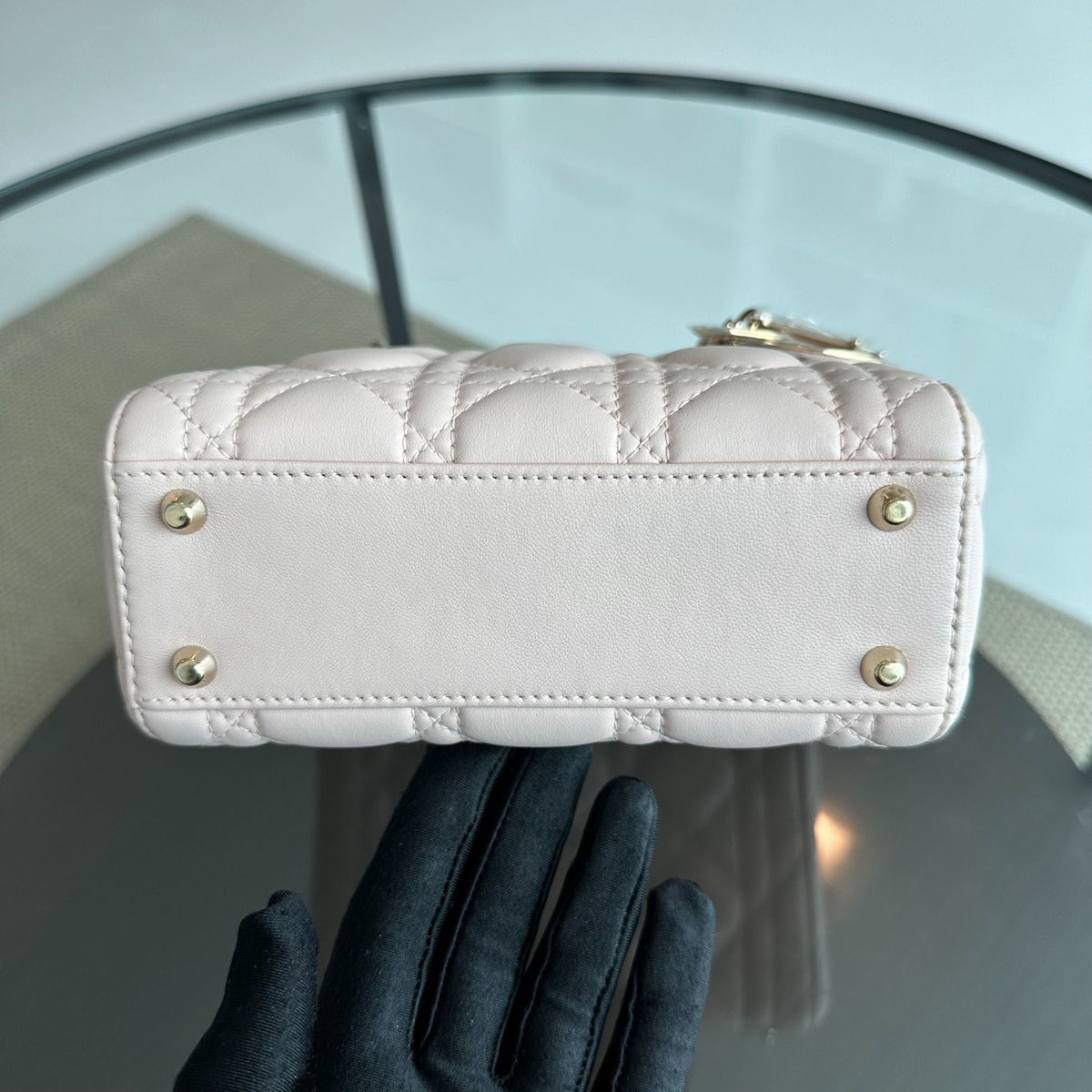 Lady Mini Lambskin Cannage Light Pink GHW