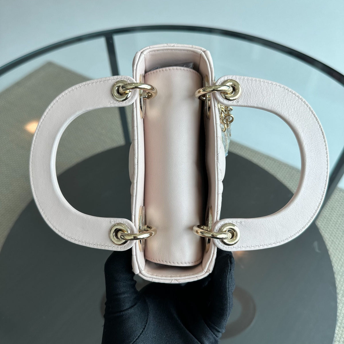 Lady Mini Lambskin Cannage Light Pink GHW