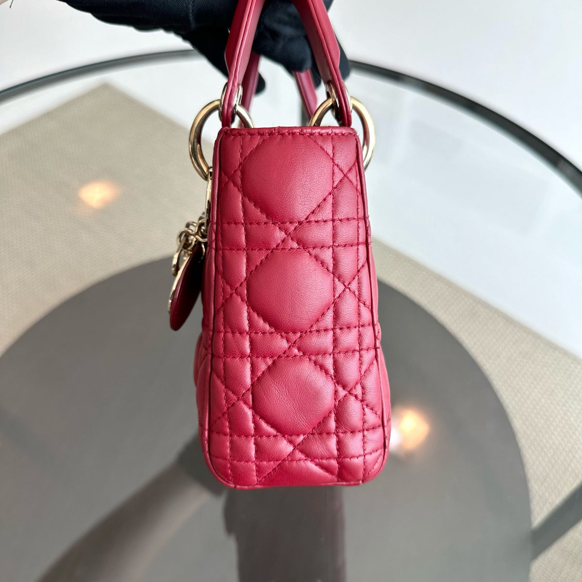 Lady Mini Lambskin Red Chain Strap GHW