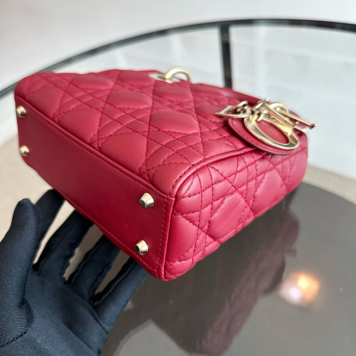 Lady Mini Lambskin Red Chain Strap GHW