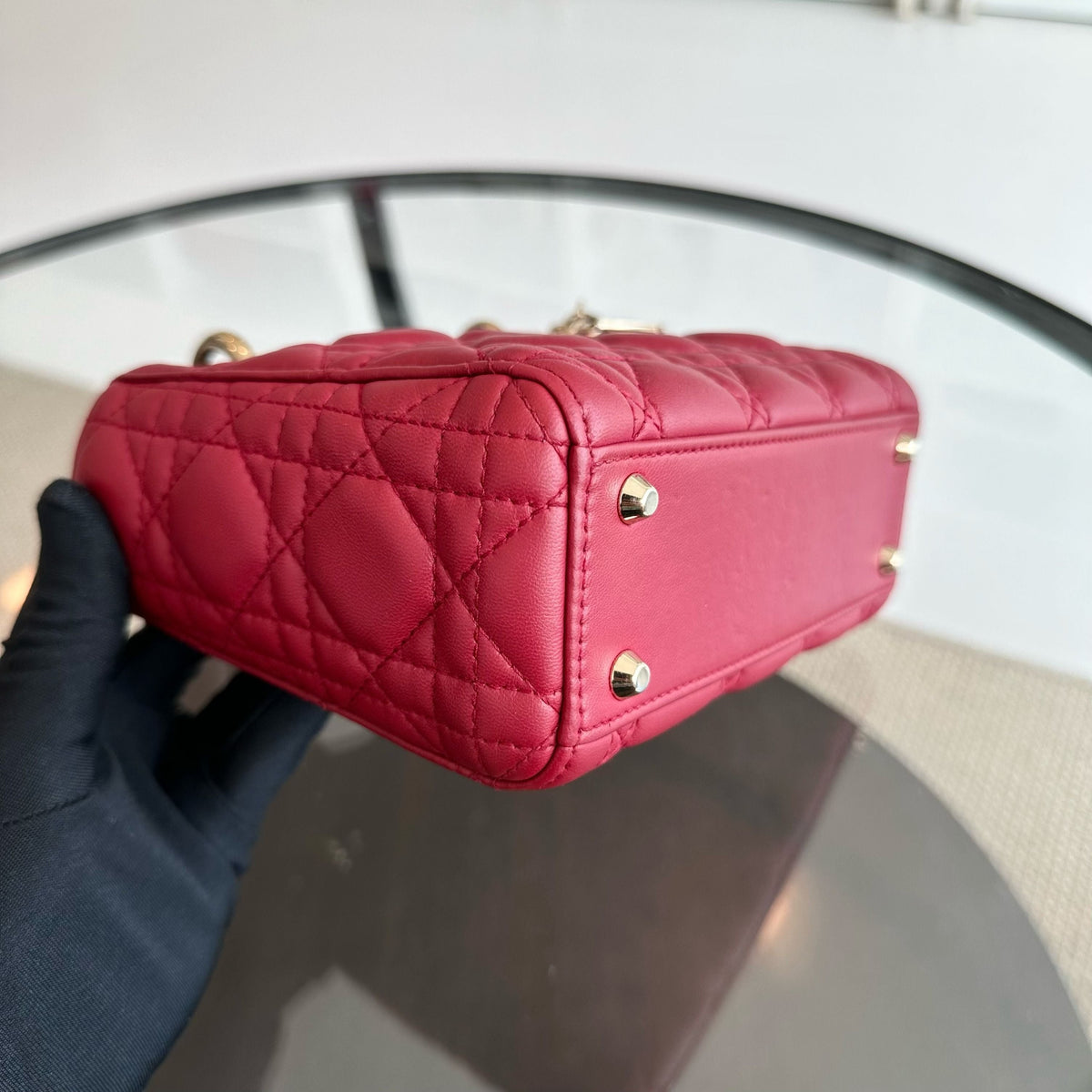 Lady Mini Lambskin Red Chain Strap GHW