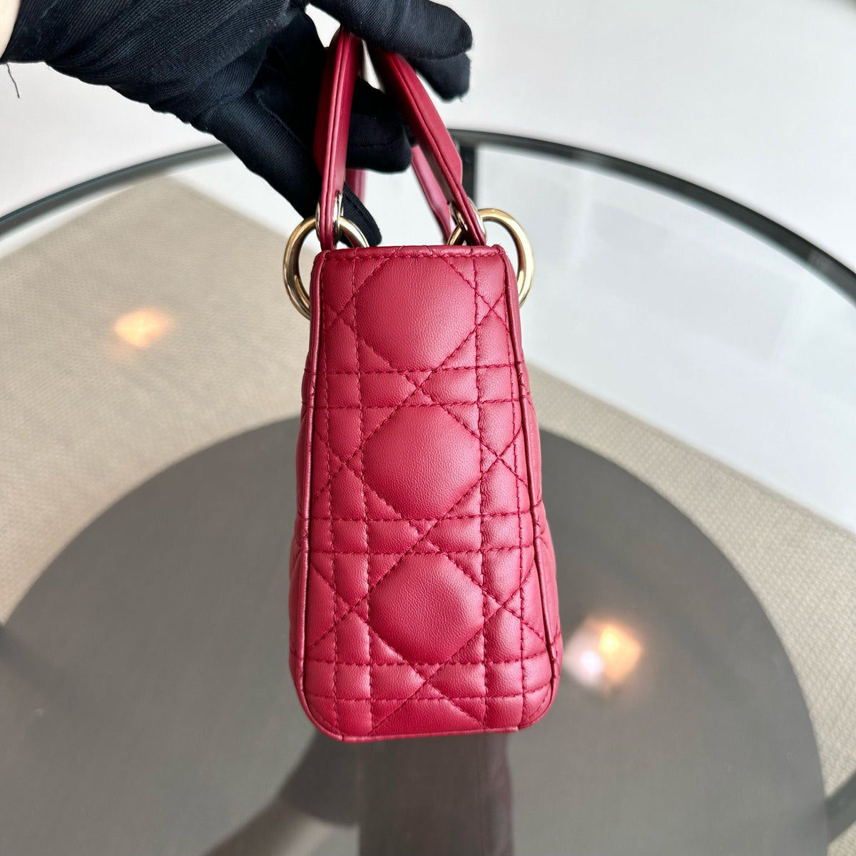 Lady Mini Lambskin Red Chain Strap GHW