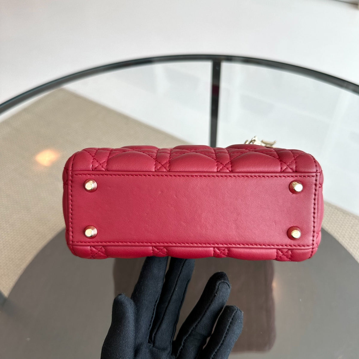 Lady Mini Lambskin Red Chain Strap GHW