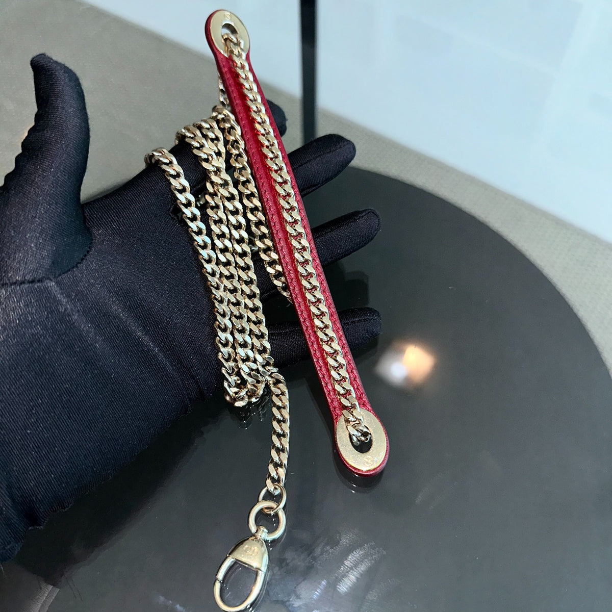 Lady Mini Lambskin Red Chain Strap GHW