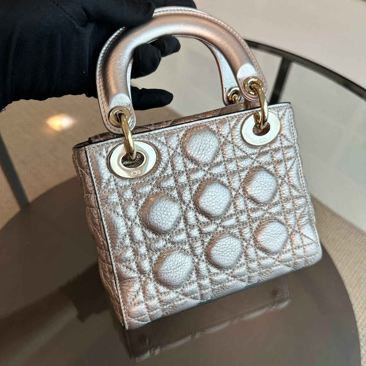 Lady Mini Metallic Calfskin Rose Gold GHW