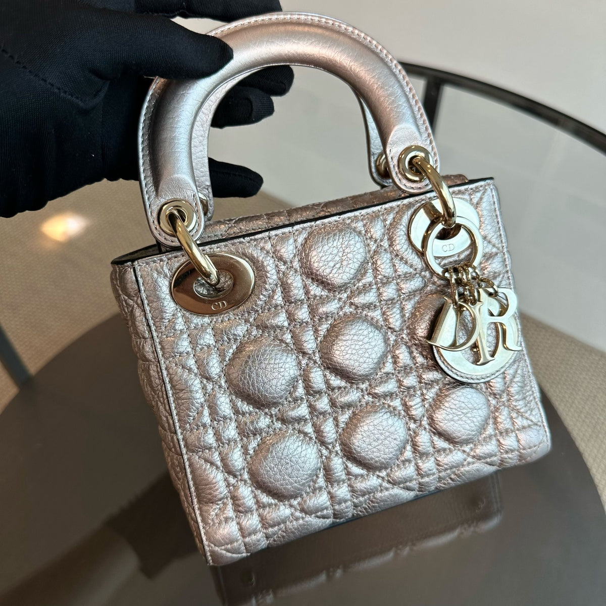 Lady Mini Metallic Calfskin Rose Gold GHW