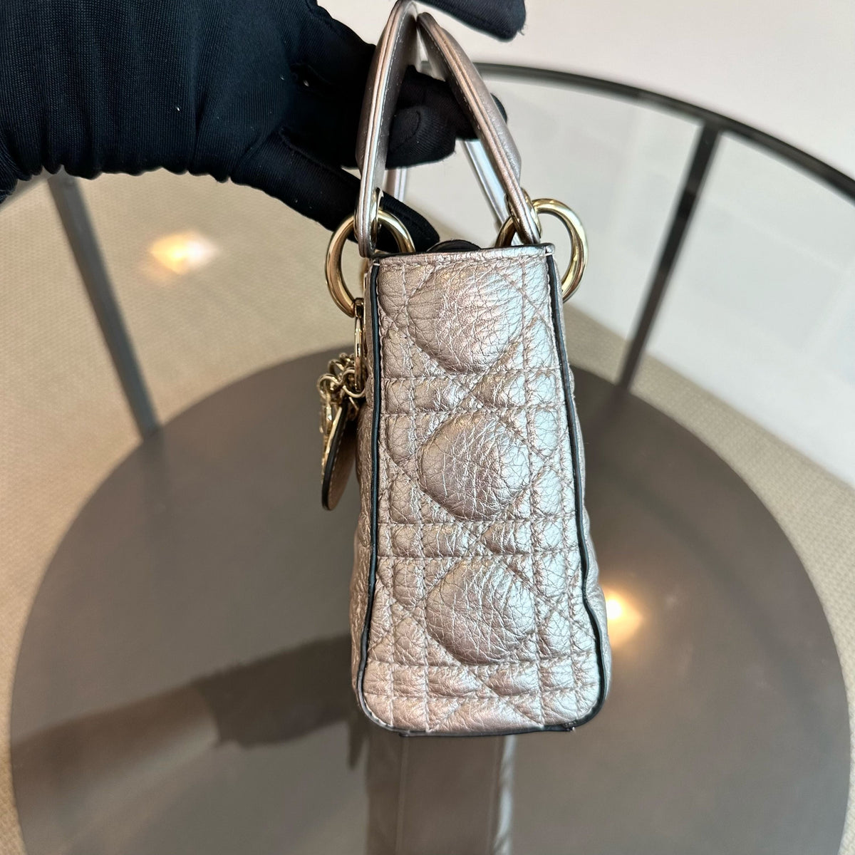 Lady Mini Metallic Calfskin Rose Gold GHW