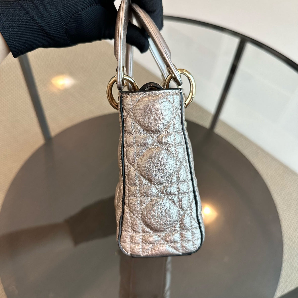 Lady Mini Metallic Calfskin Rose Gold GHW