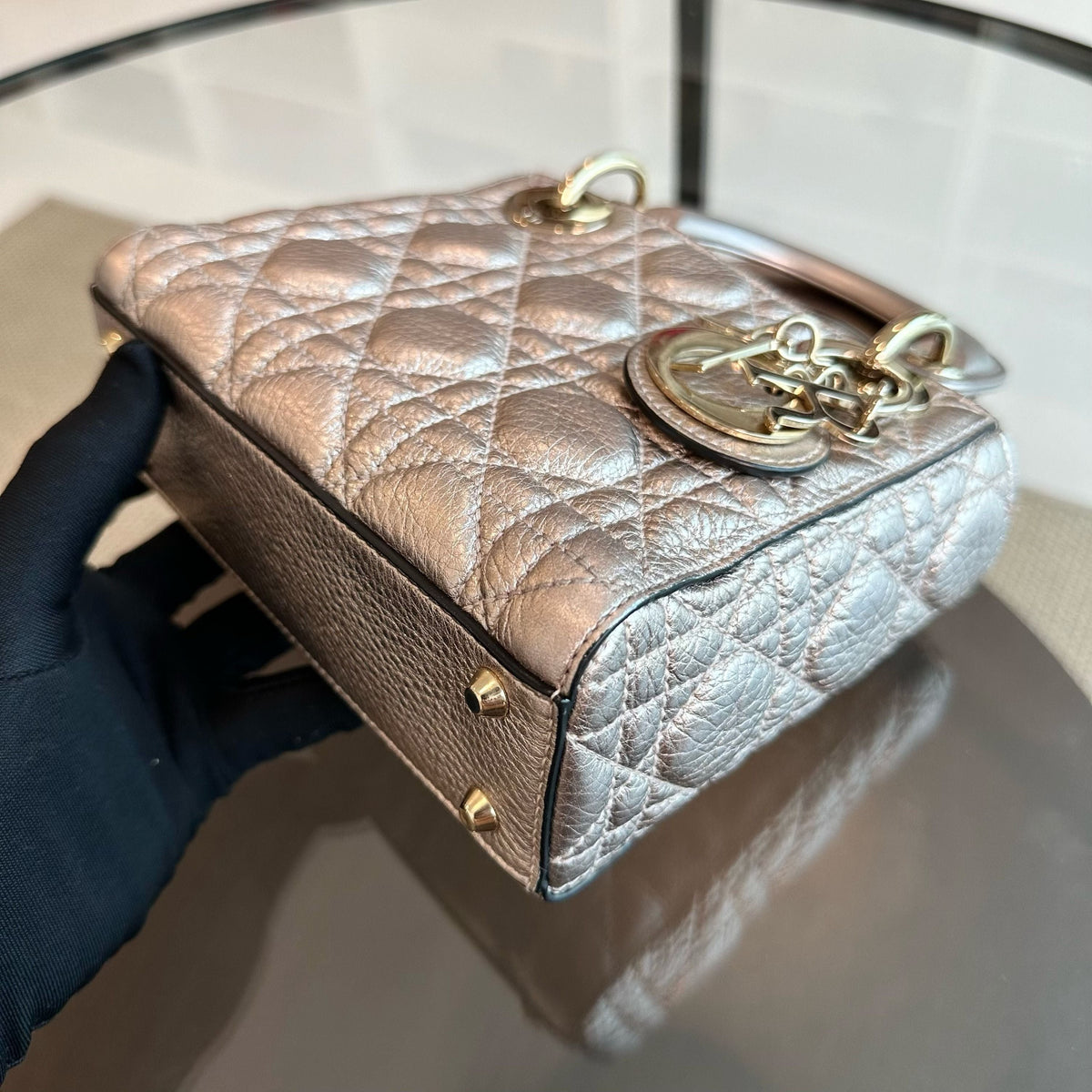 Lady Mini Metallic Calfskin Rose Gold GHW