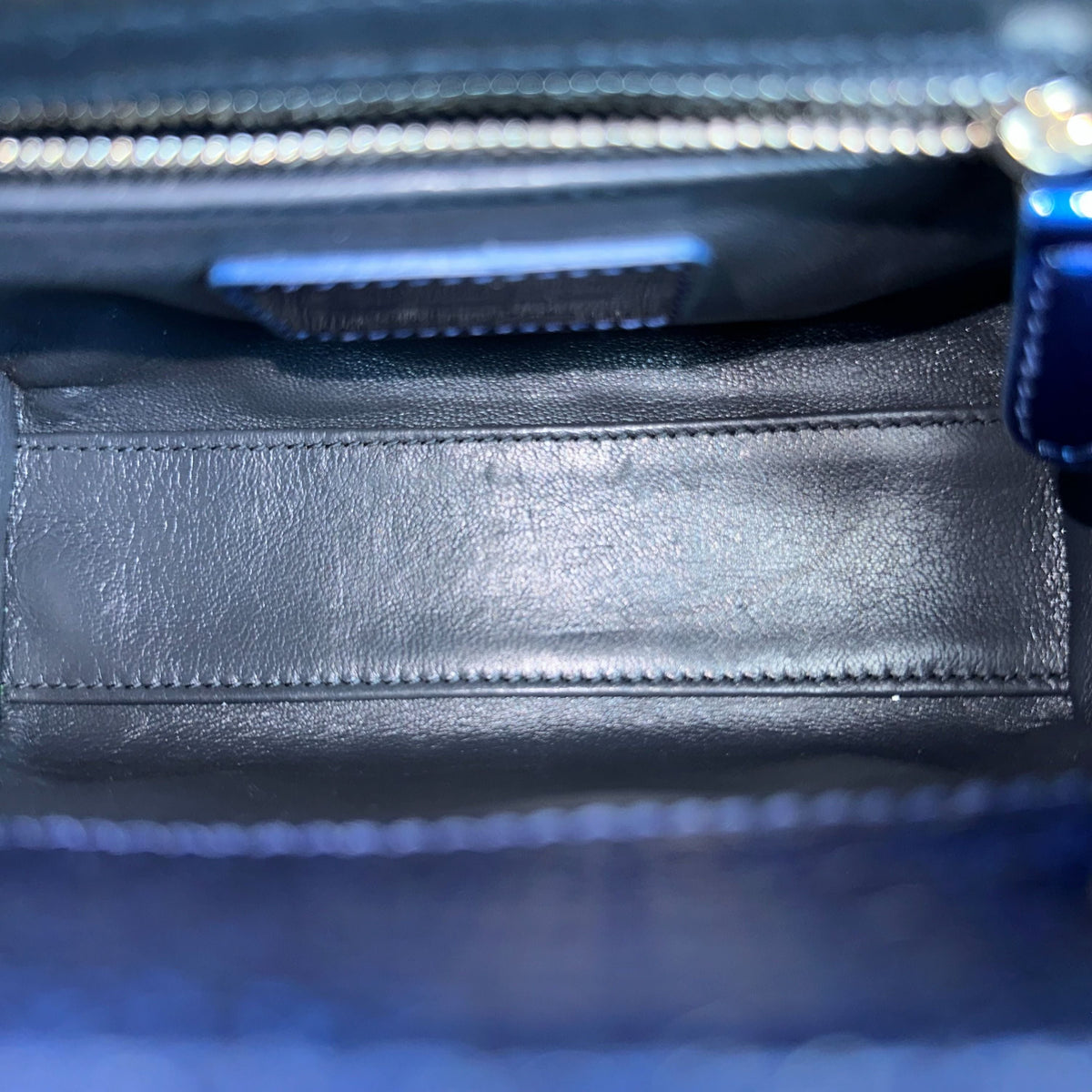 Lady Mini Micro-Cannage Glazed Calfskin Blue SHW