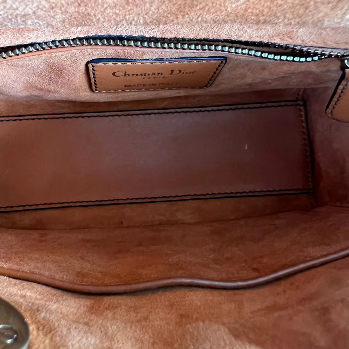 Lady Mini Studded Calfskin Caramel Golden Hardware