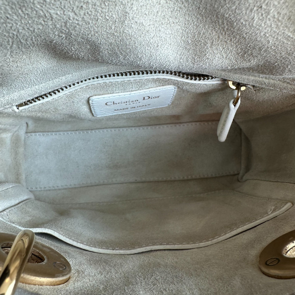 Lady Mini Studded Calfskin White GHW